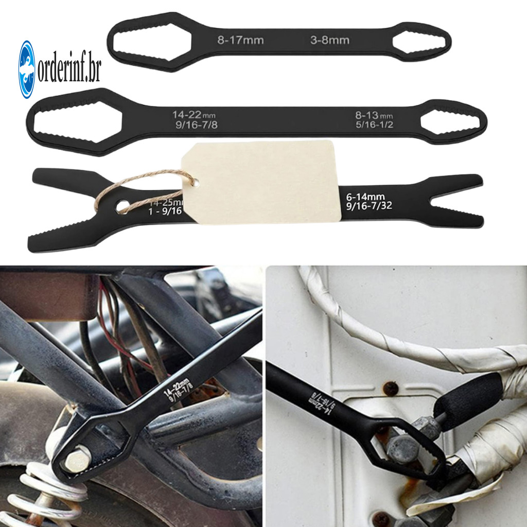 Heavy Duty Wrench Double Head 3pcs Ended Self-tightening Wrenches 3-22mm Extra Long Adjustable Multi-functional Universa