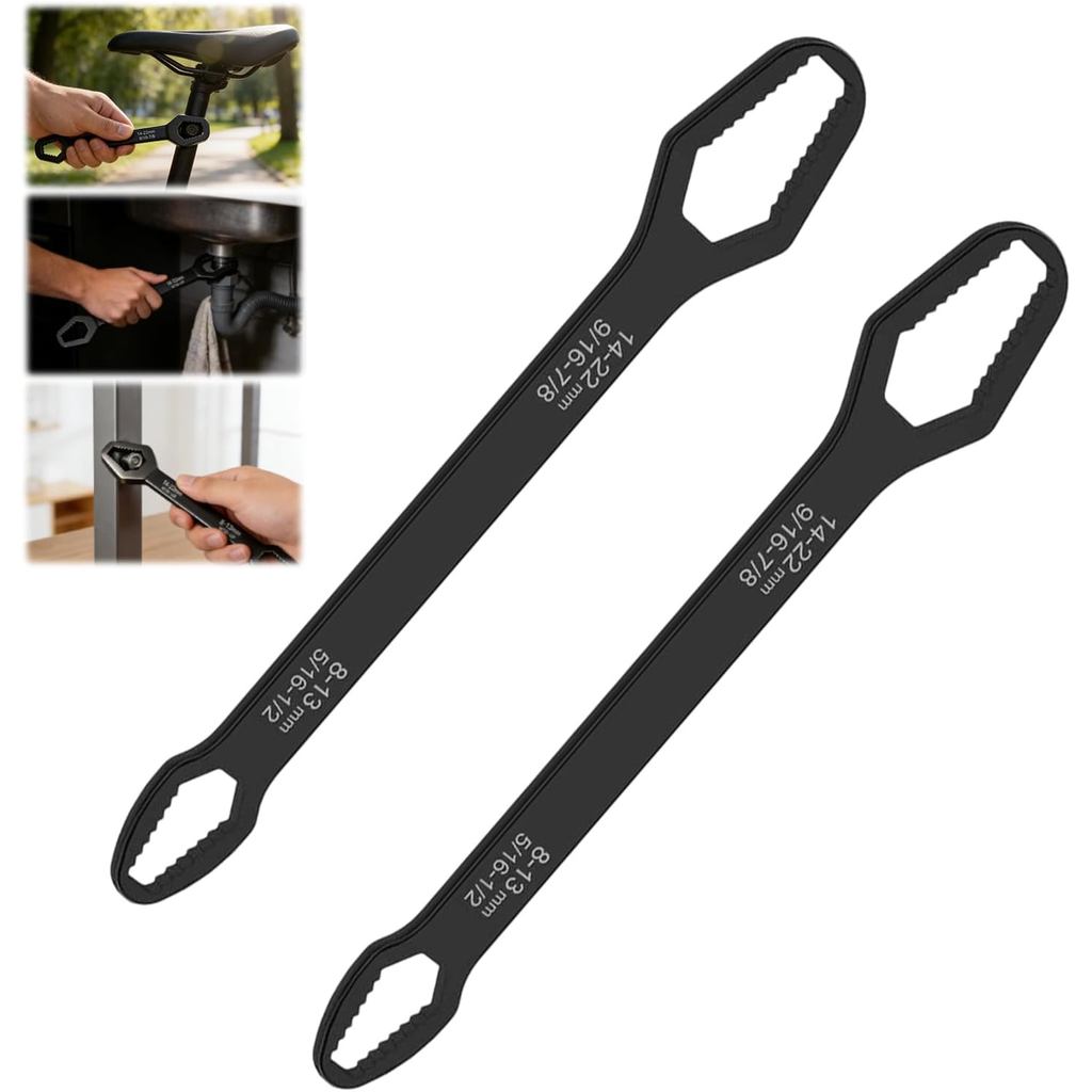 Universal Wrench Car Torx Wrench Set, 8–22mm Double-Head Self-Tightening Adjustable Wrench, Multifunctional for O