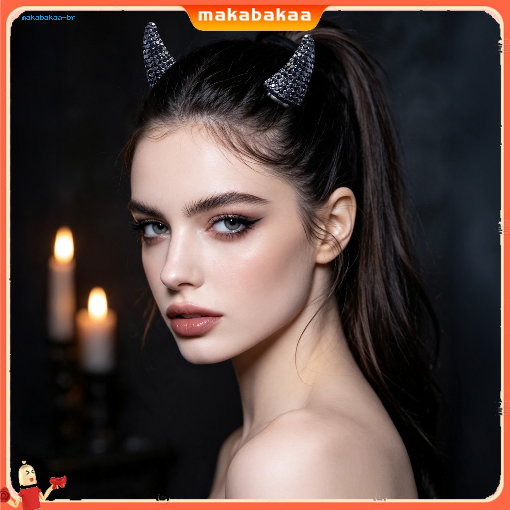 Magnetic Rhinestone Devil Horn Hair Clips for Halloween Cosplay Sparkling 3d Horns Accessories Strong Hold Party Headwea