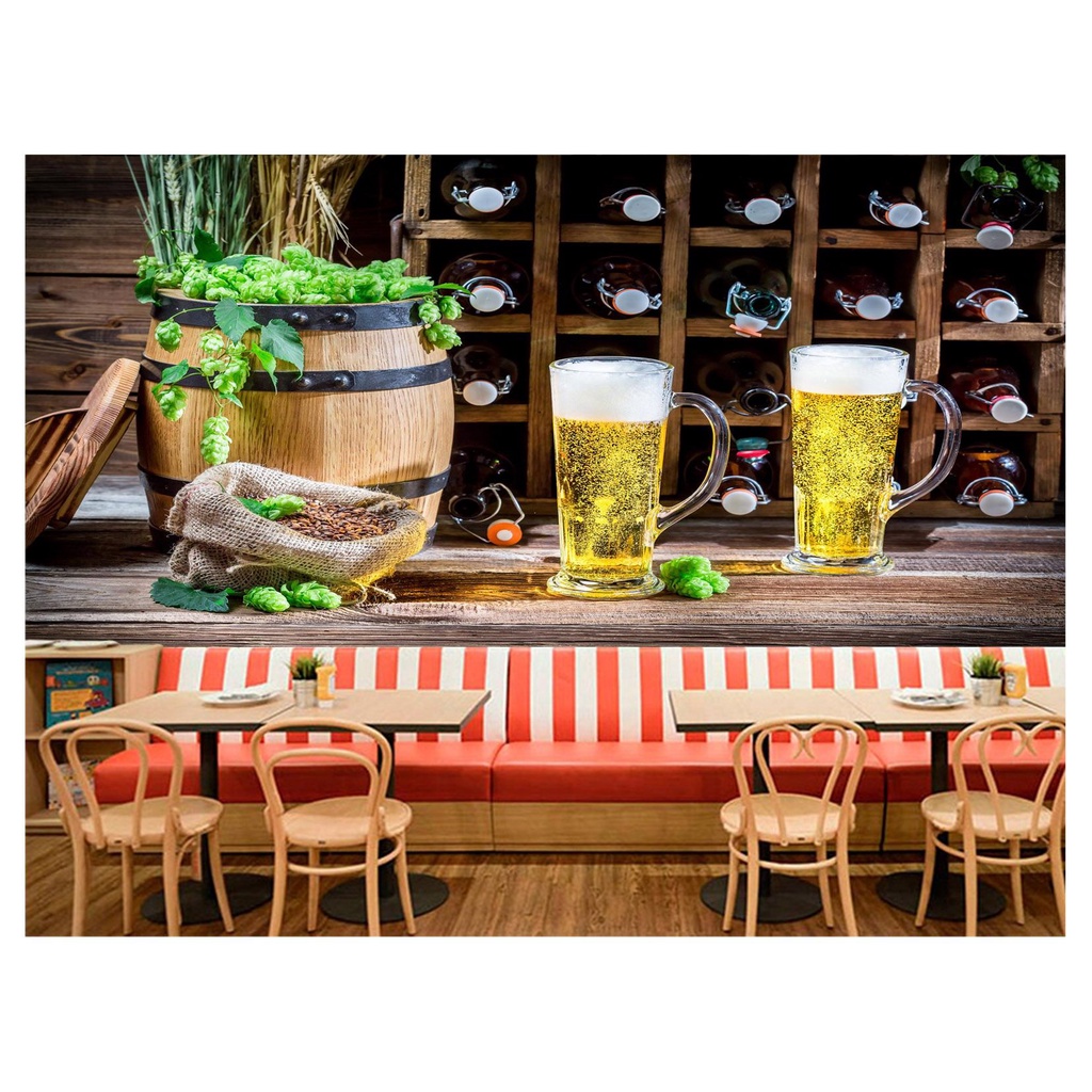 papel de parede Cerveja bebida barril cevada 3D 6m² AL68