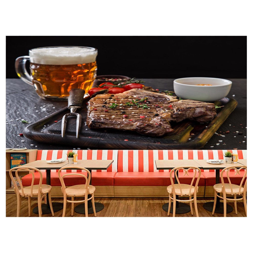 papel de parede Churrasco cerveja carne chopp 6m² AL177