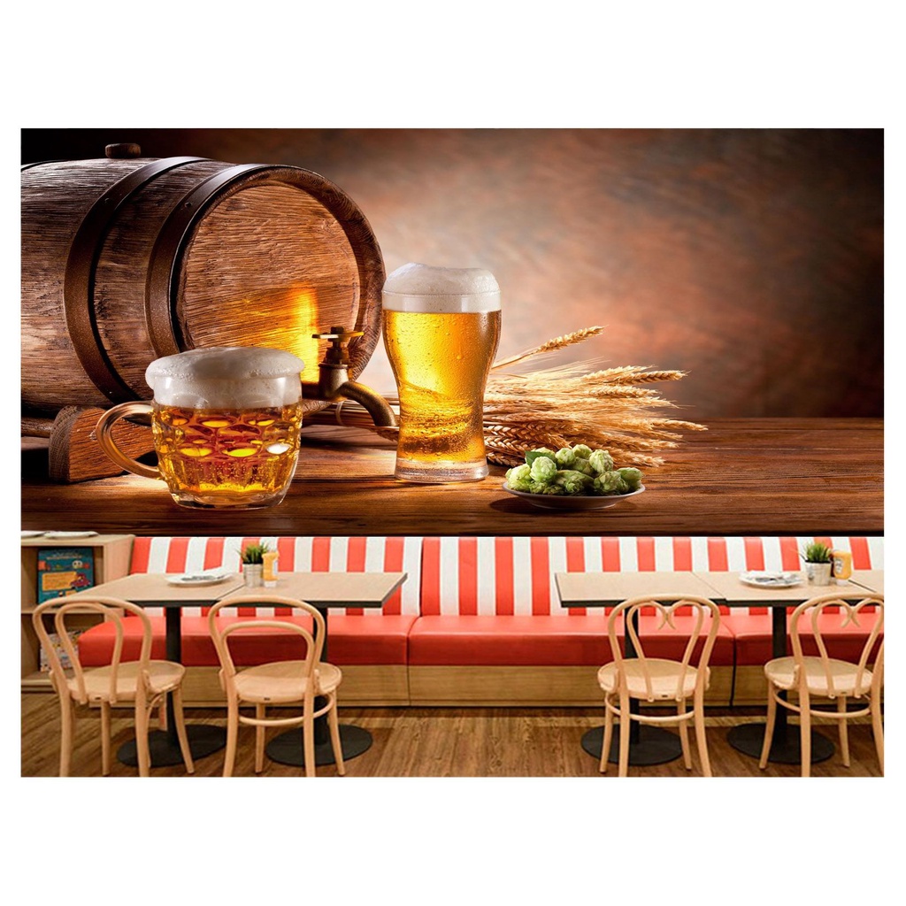 papel de parede Cerveja bebida barril cevada 3D 10m² AL60
