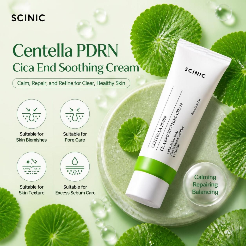 [Scinic] Centella PDRN Cica End Creme Calmante , 80ml , 1 Unidade l Cream Controle De Seboஐcuidados Com A Pele Sensível