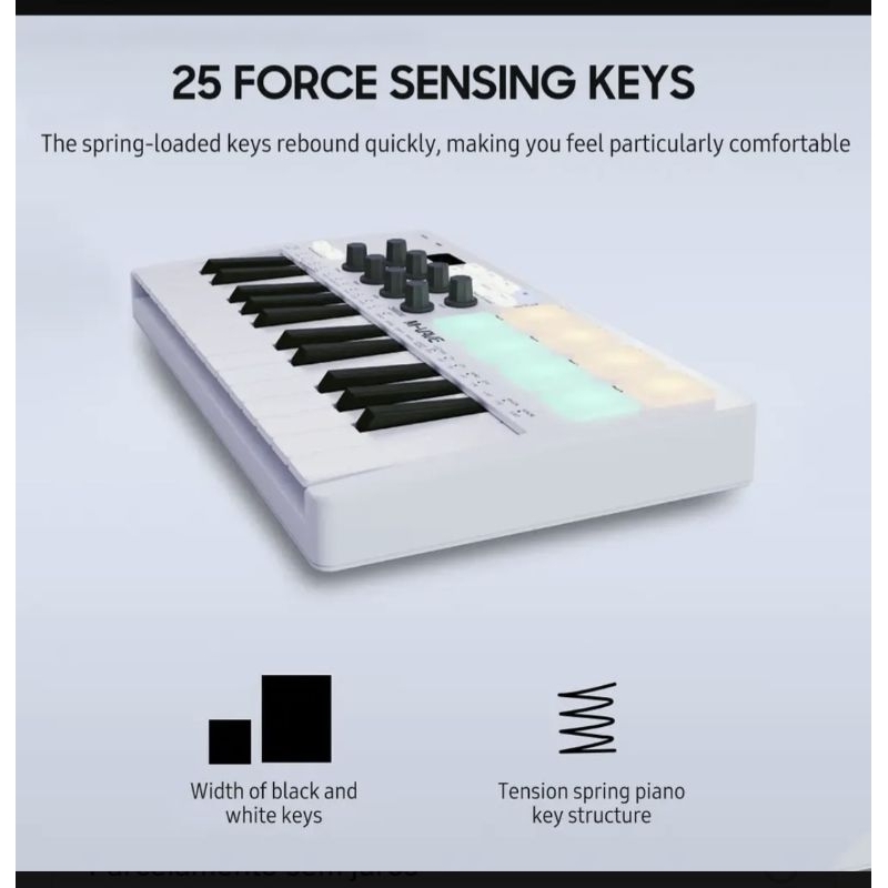 M-VAVE Portátil Mini 25-Key USB MIDI Teclado Controlador Com 8 Backlit Drum Pads 8 Botões 8 RGB Keyboard Instruments