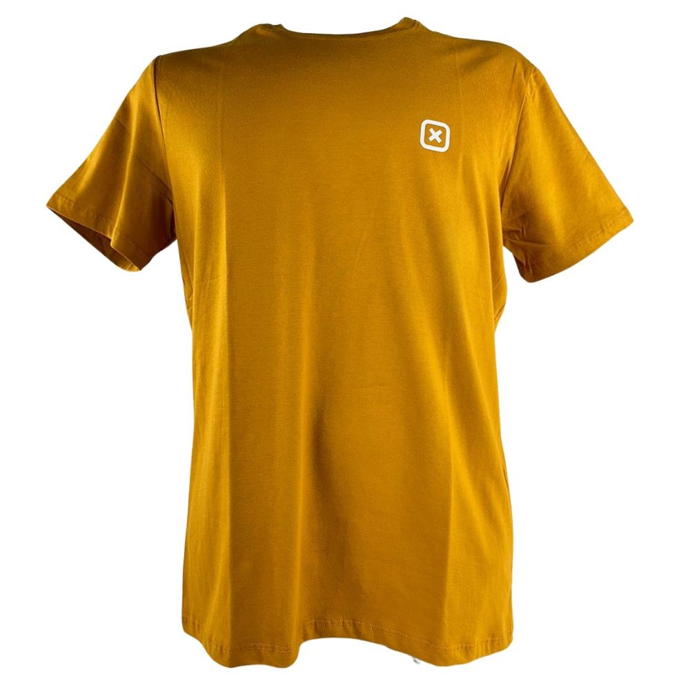 Camiseta Masculina TXC Custom Classic Manga Curta Mostarda Com Logo Pequeno Estampado Branco
