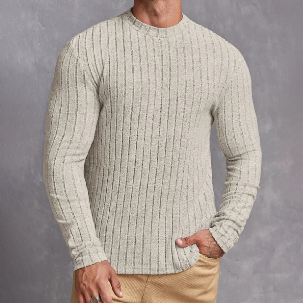 Long-sleeved Top Regular Fit Men's Slim Sports Long Sleeve Round Neck Pullover – Elastic Mid-length Gym Running Basket