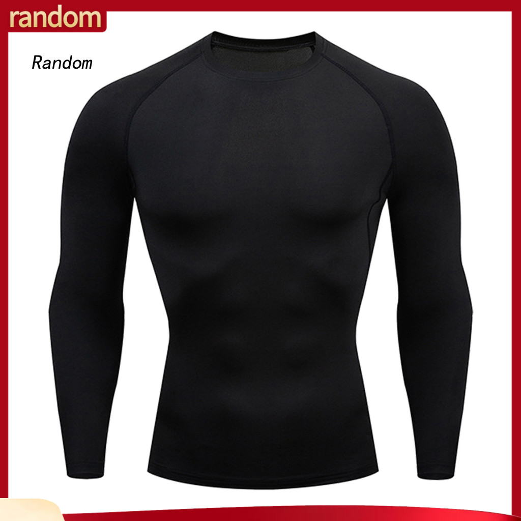 Sweat-absorbent Men Tops Long Sleeve Men's Quick-dry Fitness T-shirt O-neck Skinny Fit Sportswear Top for Gym Running Wo