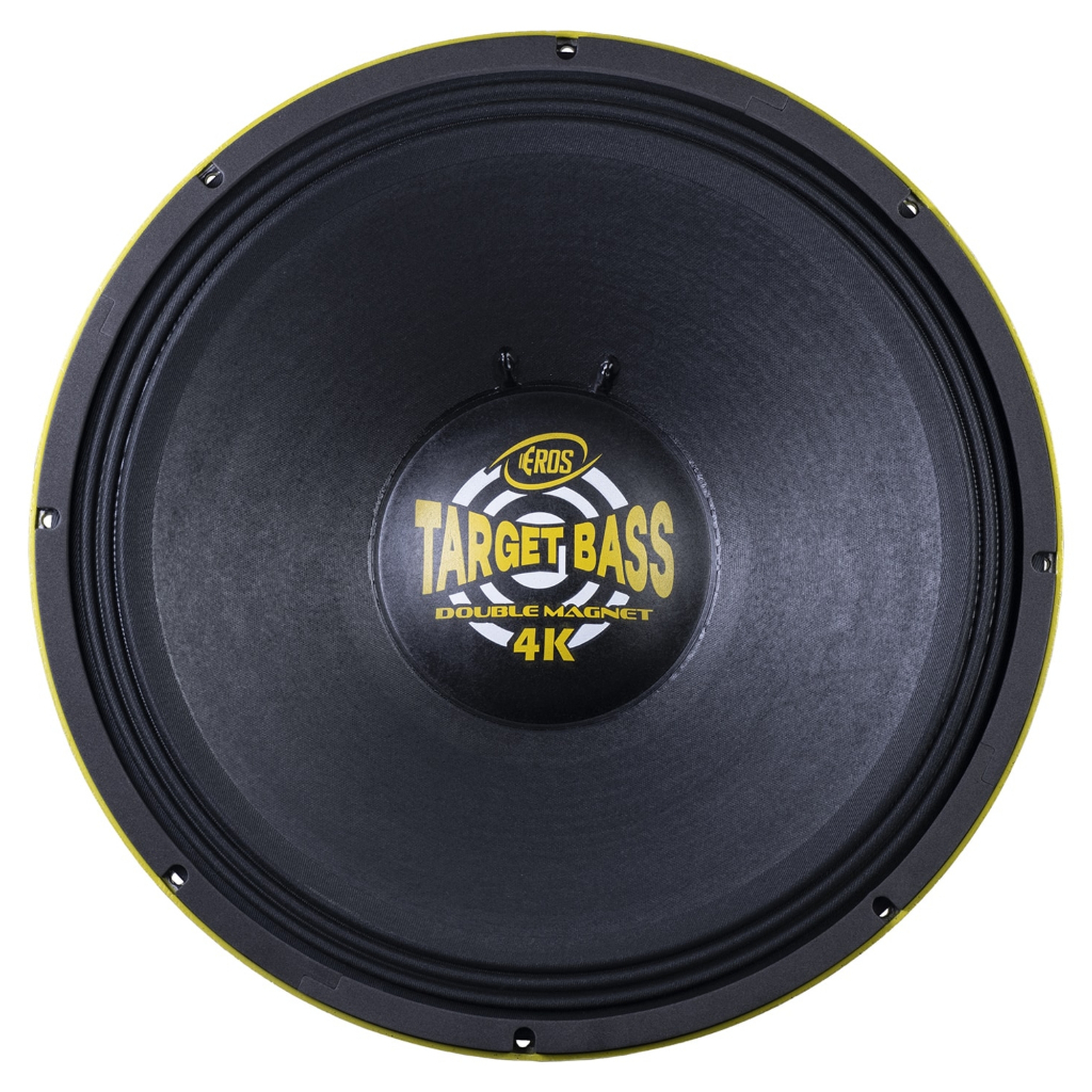 Alto Falante Eros Target Bass Double Magnet 4K 18 Polegadas 2000W RMS 4 Ohms Amarelo Grave e Sub