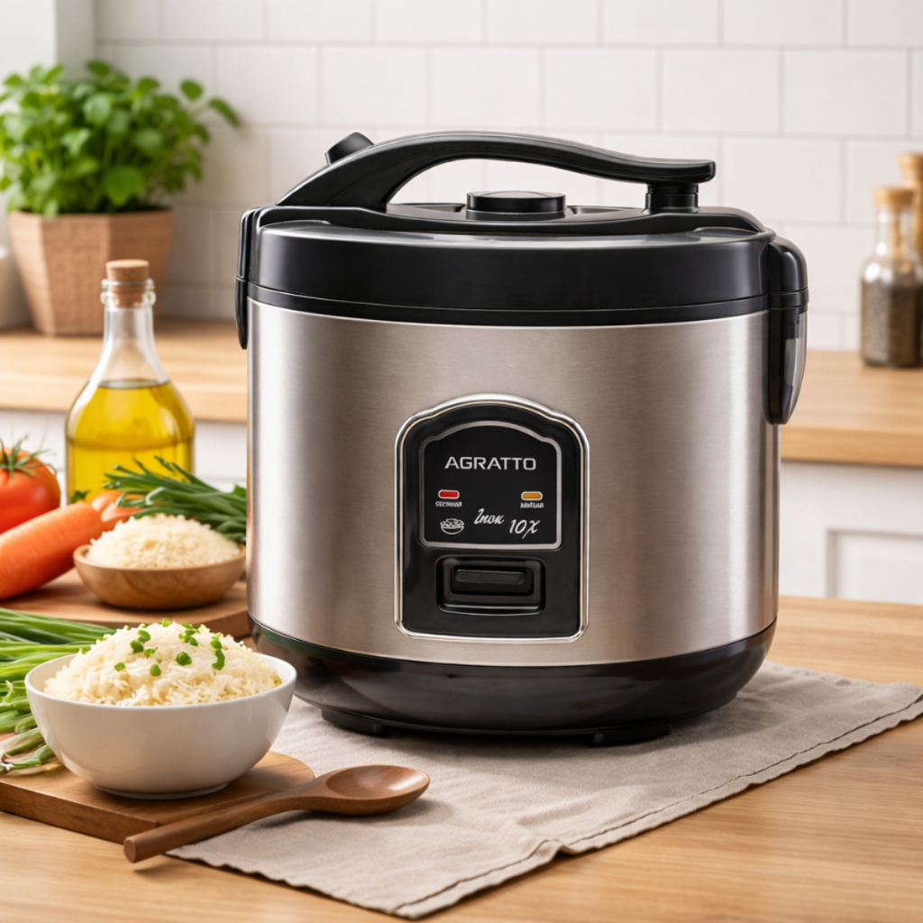 Panela Eletrica Inox Arroz Legumes 10 Xicaras Agratto 127v ou 220v 700w Casa Cozinha Portatil Pratica