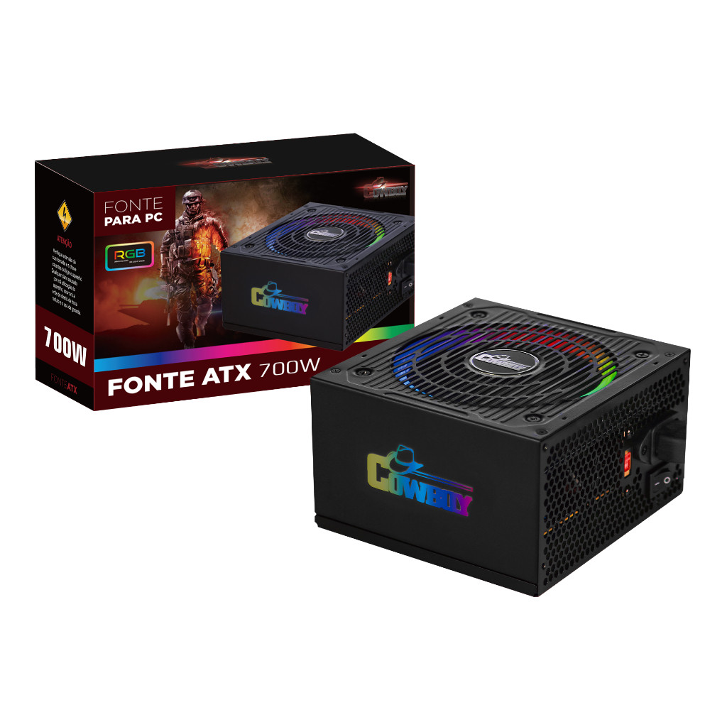 Fonte de Alimentação ATX 700W Bivolt Manual com Led RGB - CB-201RGB