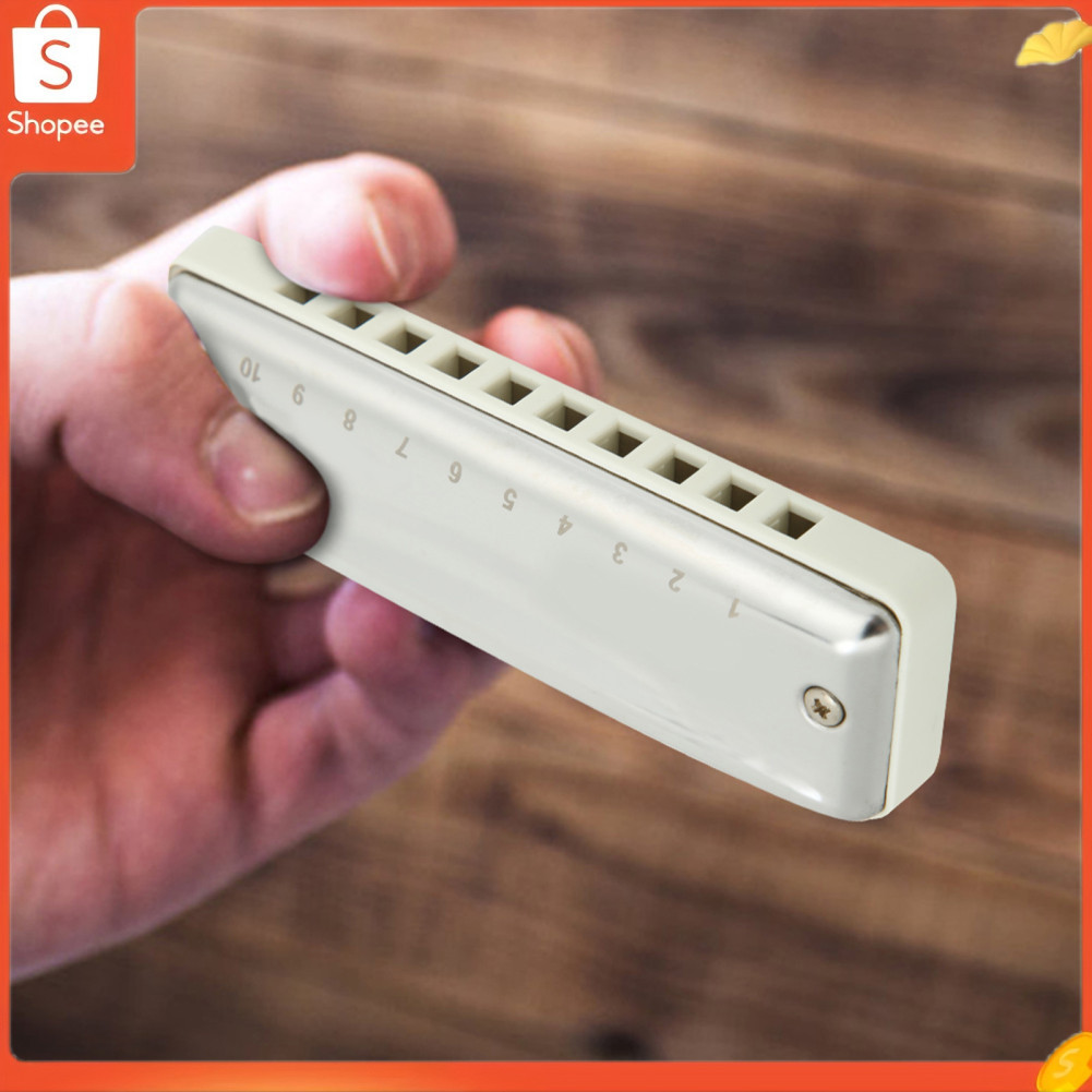 Fesjoy 10 Hole Harmonica Blues Db Key Instrumento musical portátil para iniciantes praticar branco (branco)