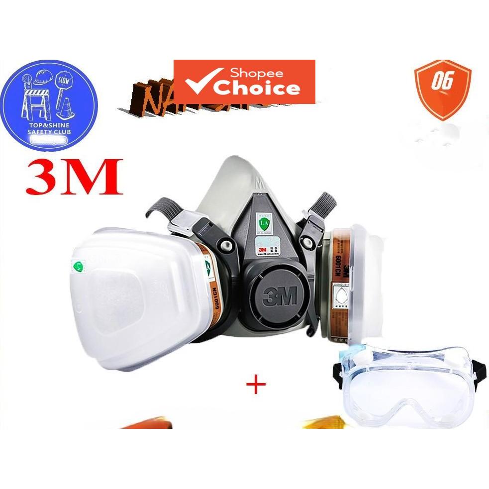Um Conjunto De Máscara Respiratória Meia Face 6200 , De Gás Reutilizável Com Cartuchos De Filtro , Óculos Para Poeira ,