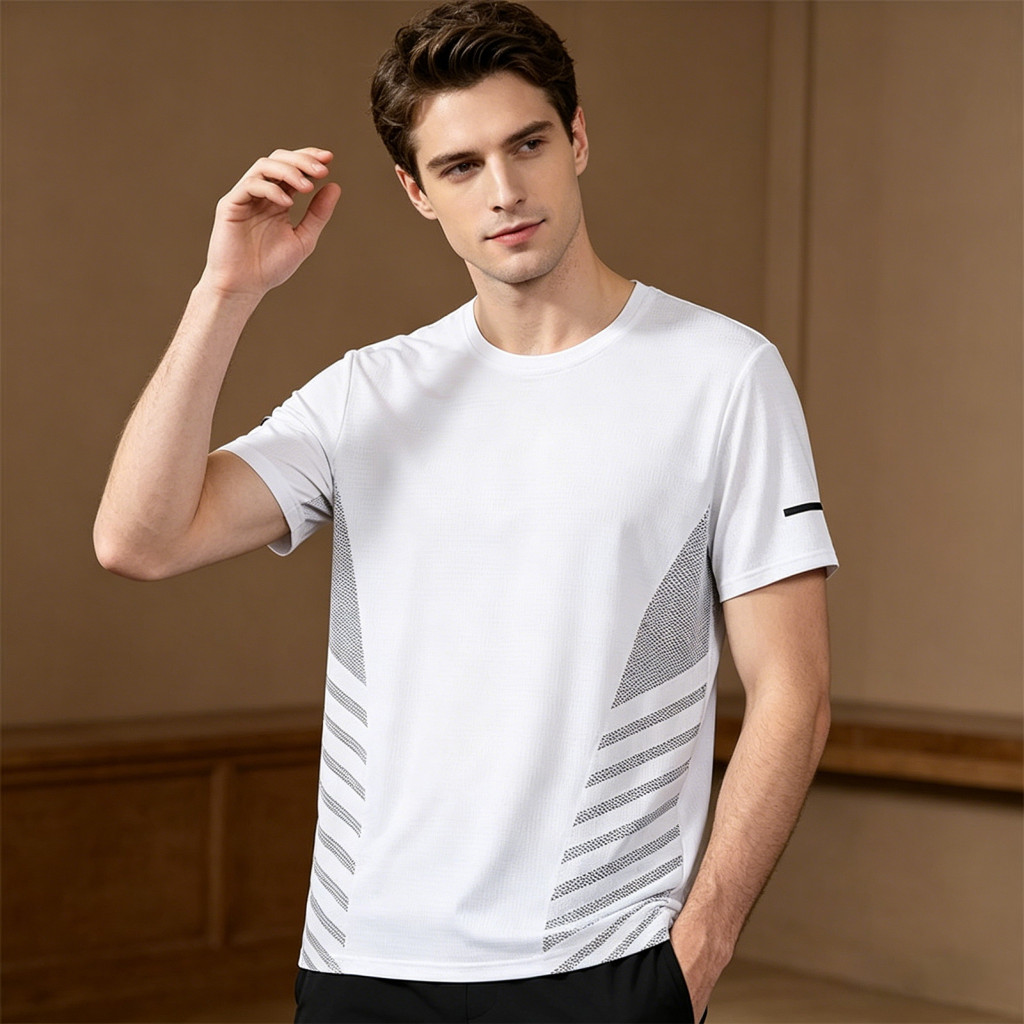 Breathable Men Sports Top Casual Outdoor T-shirt Men's Quick-dry Athletic Lightweight Mesh Summer Tee for Jogging Gym Fi