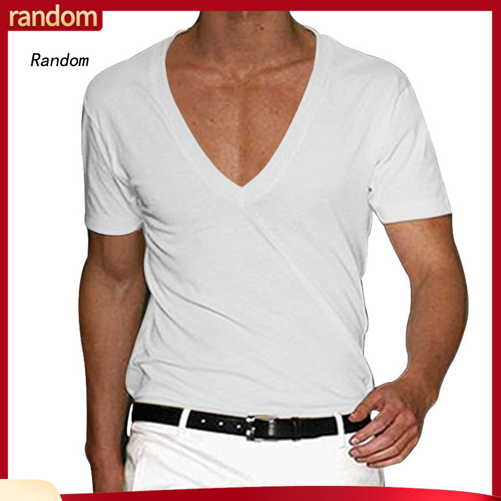 Breathable Men's Tops for Men V-neck Quick-dry T-shirts Lightweight Summer Comfortable Minimalist Solid Color Tees for H