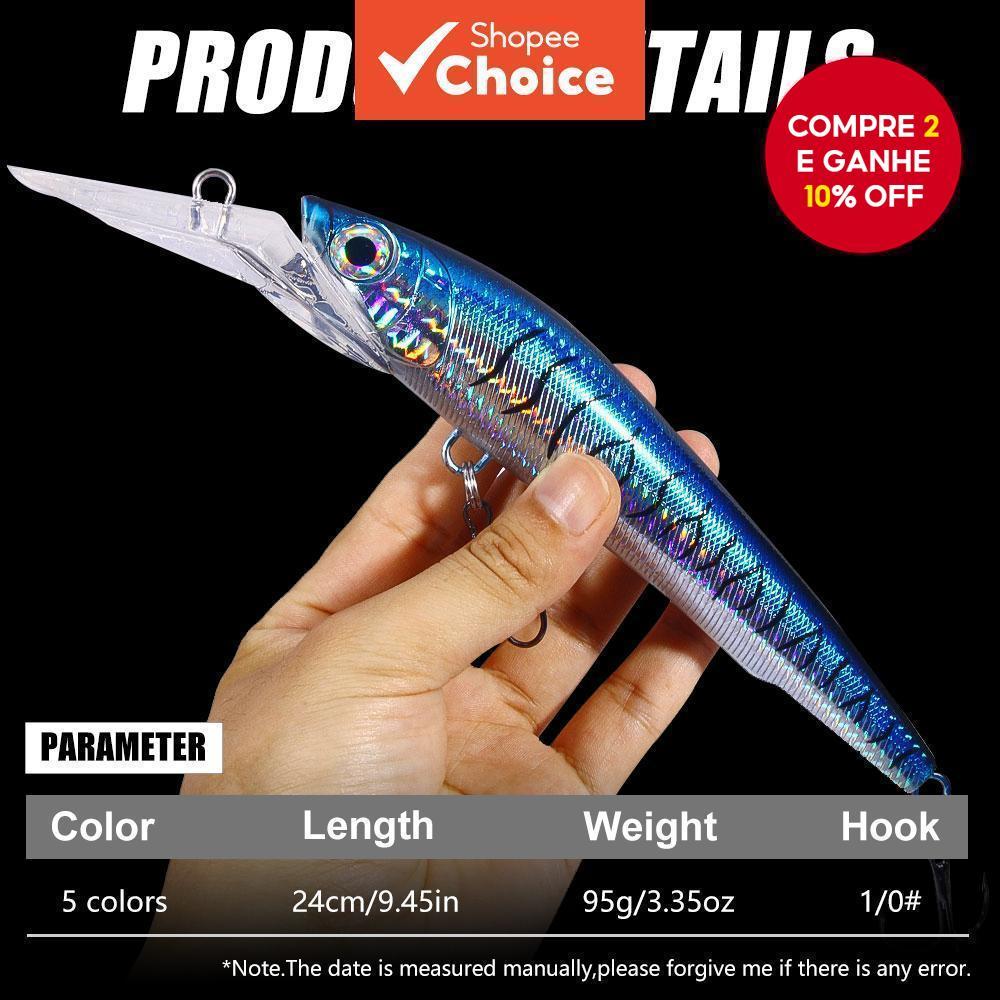 Novo HENGJIA Imitador de Peixe Flutuante - 180mm/41g e 240mm/95g Isca de Trolling com Garatéias, Wobbler de Mergulho
