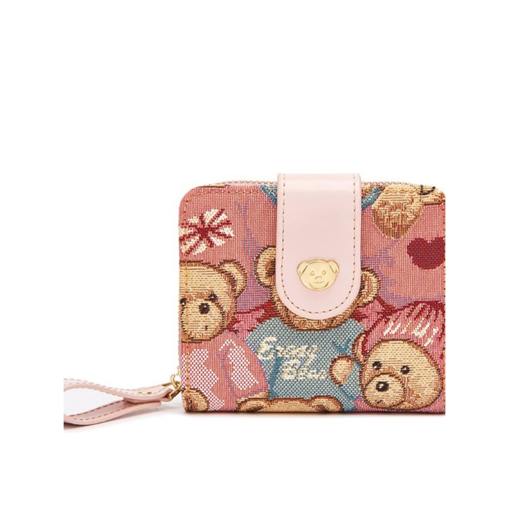 Winnie the Pooh Attachment Wallet Mulheres Lona Curta Versão Coreana Bolsa de Moedas Bonito Winnie the Pooh Meninas Embr