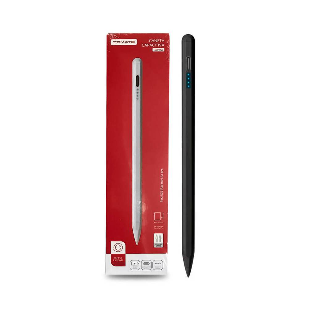 Caneta Touch Magnética Para iPad Air Pro IOS Tablet Universal Recarregável Ponta Fina [Preta]