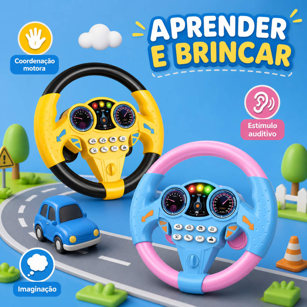 Educational Musical Steering Wheel for Children with Suction Cup Sound Interactive Toy Steering