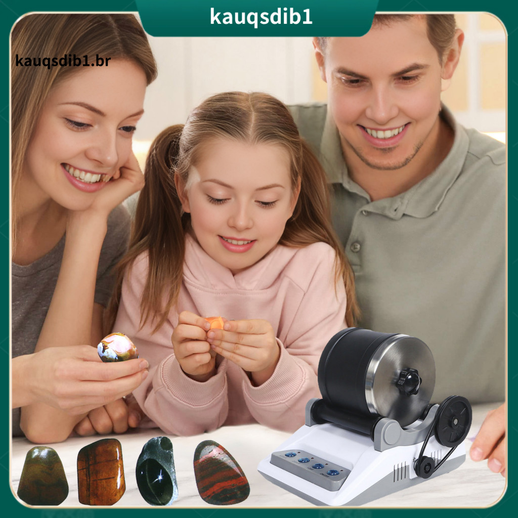 Stone Polisher Toy Electric Kit with Natural Grinding Powder – Diy Rock Tumbler Machine for Kids Adults Educational St