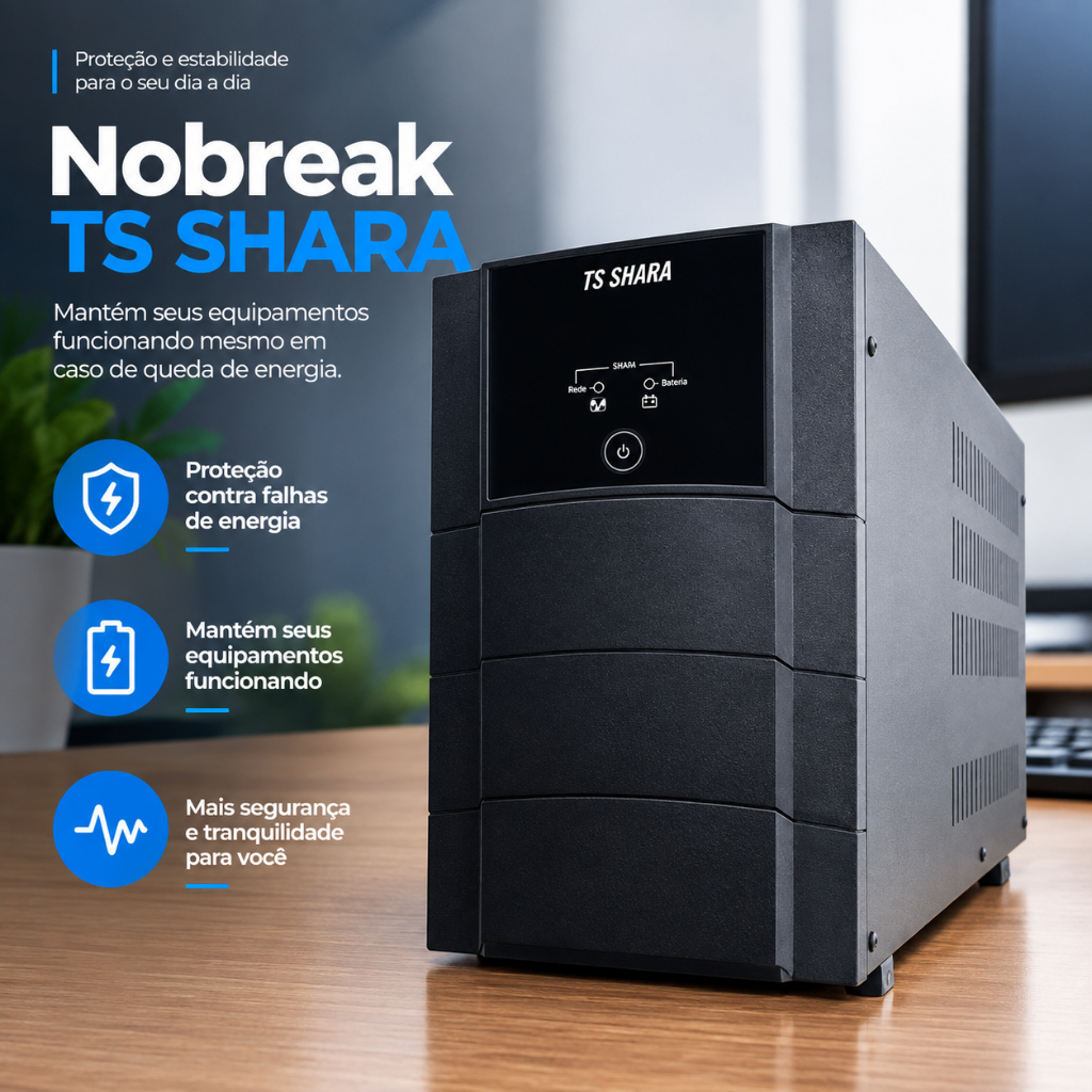 Nobreak TS Shara UPS Professional Universal 3200VA Bivolt Saída 115V/220V 12 Tomadas