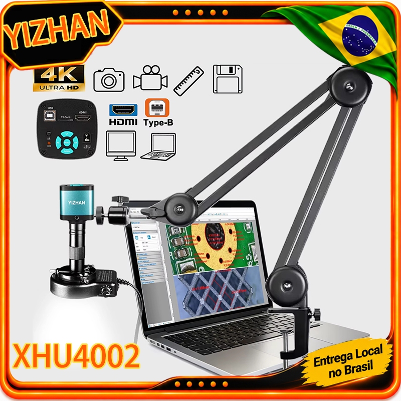 YIZHAN 4K 48MP Câmera De Microscópio Eletrônico Digital HDMI USB Cantilever Suporte C-Mount Lente Zoom 1-150X Para Aquis
