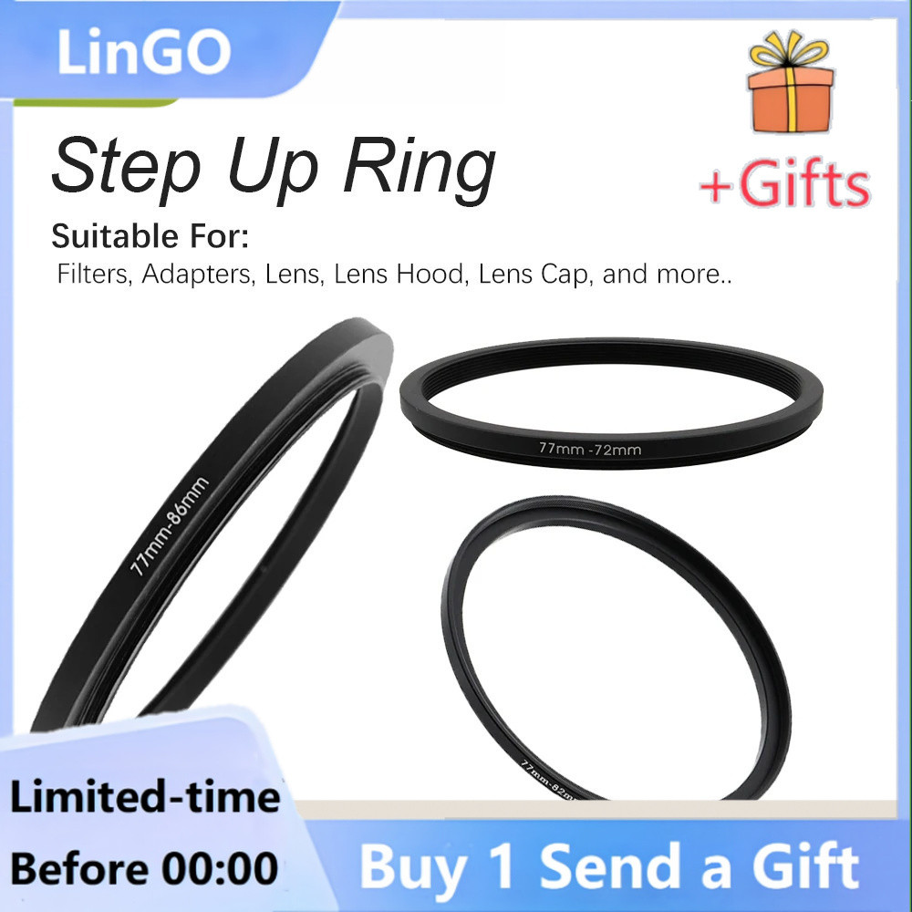 Lin Go 77mm-82mm Anel step Up/down Adaptador De Filtro 77-52/55/58/62/67/72/86mm Passo Câmera
