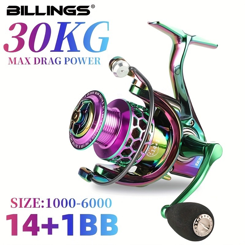 Série BILLINGS SK 1000-6000, Relação de Transmissão 5.0:1/4.7:1, Freio Máximo de 22LB, Manivela de Metal CNC, Carretilha
