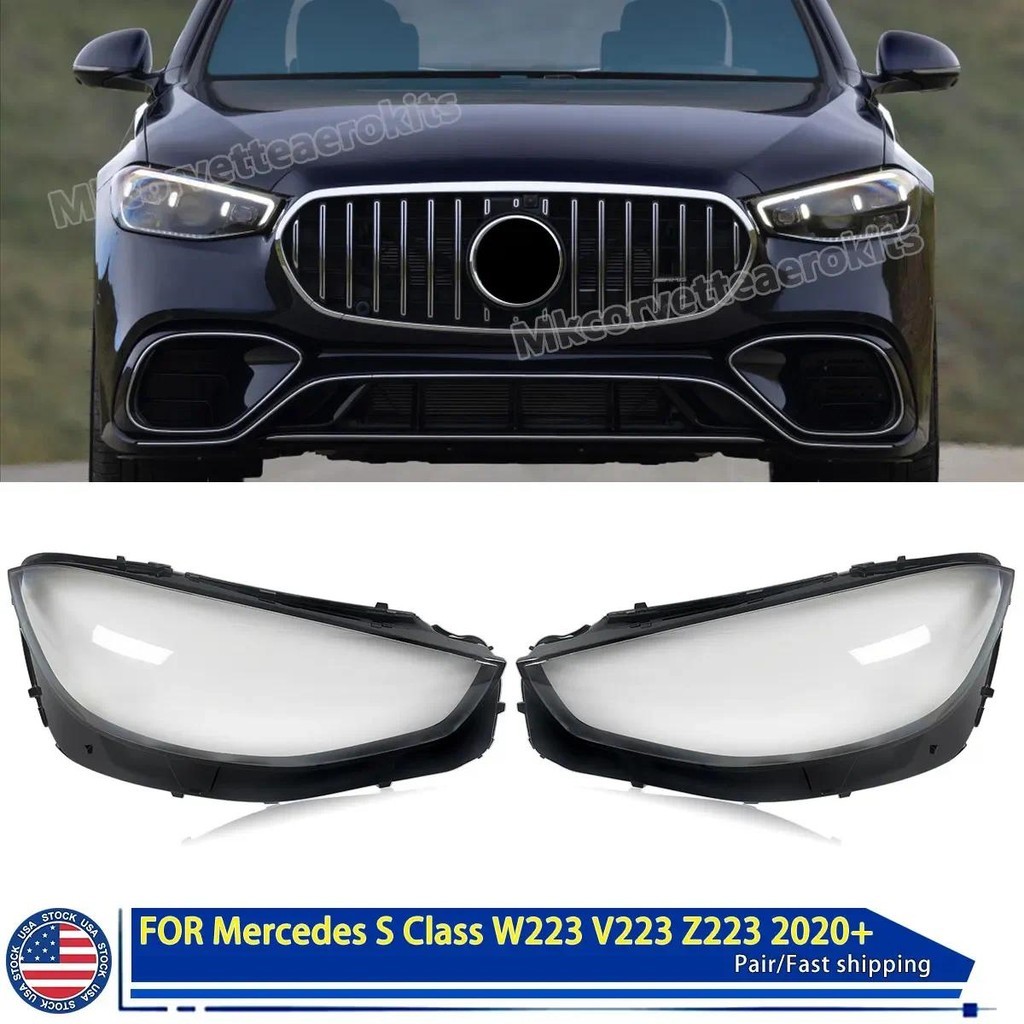 Para Benz S-Class W223 V223 Faróis Capa Transparente Escudo Plexiglass Substituir Lente Da Lâmpada Original 2021 2022 20