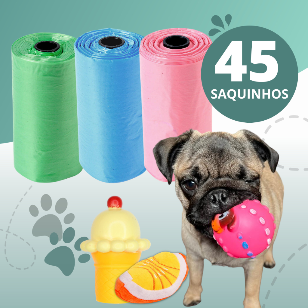 Saquinhos Refil Cata Coco Suporte Mordedor Pelúcia Sacolas Prático Para Pet - Escolha Seu Kit