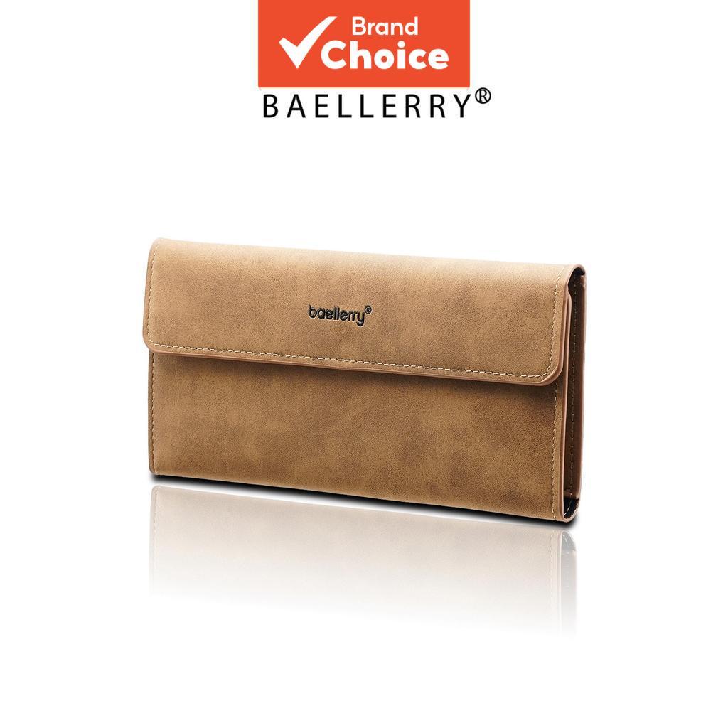 Carteira Longa De Couro Baellerry Para Homens Flip Matte Clutch Com Compartimentos Vários Cartões