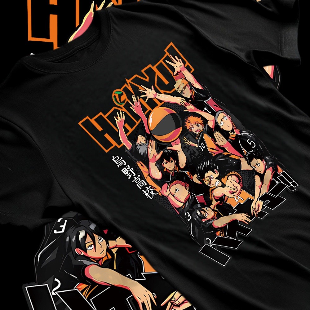 [Camiseta Premium em Algodão Puro]GXG Camiseta Algodao Haikyu Time Karasuno Rise Gaming Vôlei Cartoon Unissex