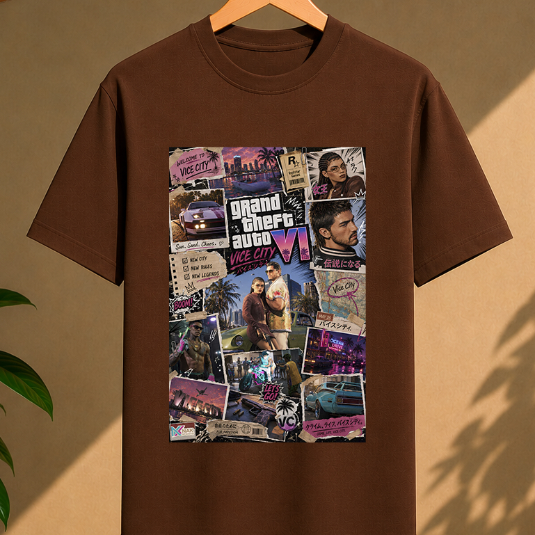 Camisa G7A VI Vice City Gaming Estampa Exclusiva Moda Casual Unissex Premium