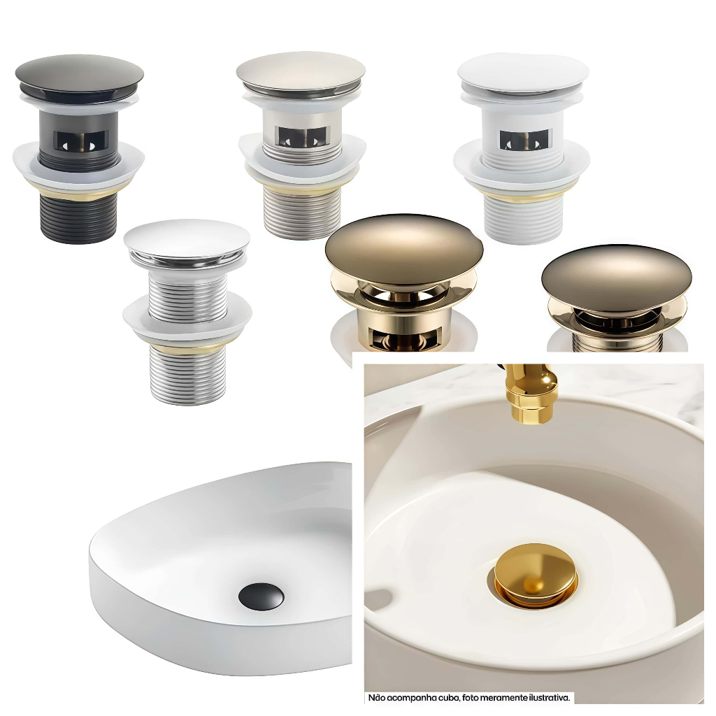Válvula Click Clack Pop Up para Pia 1/4 Ralo Inteligente Universal Anti Odor Aço Inox Luxo