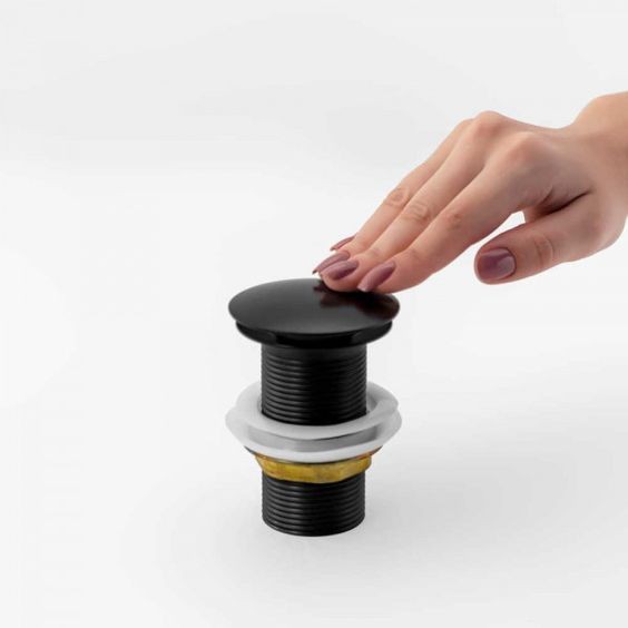 Válvula Click 1 1/4 Preto Fosco Pop Up Para Cubas E Pias Banheiro Emma Decor