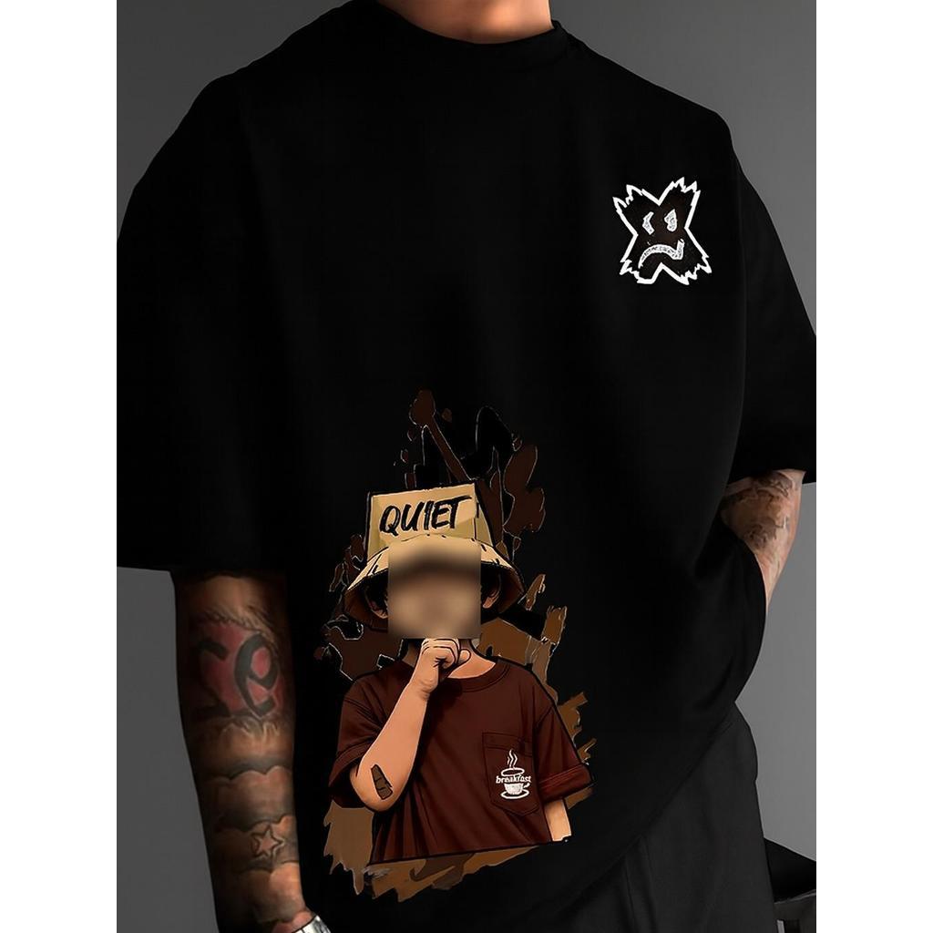 Camiseta Masculina 100% Algodão Premium Streetwear Casual Menino Gesto Quiet Sad Confortável Prática