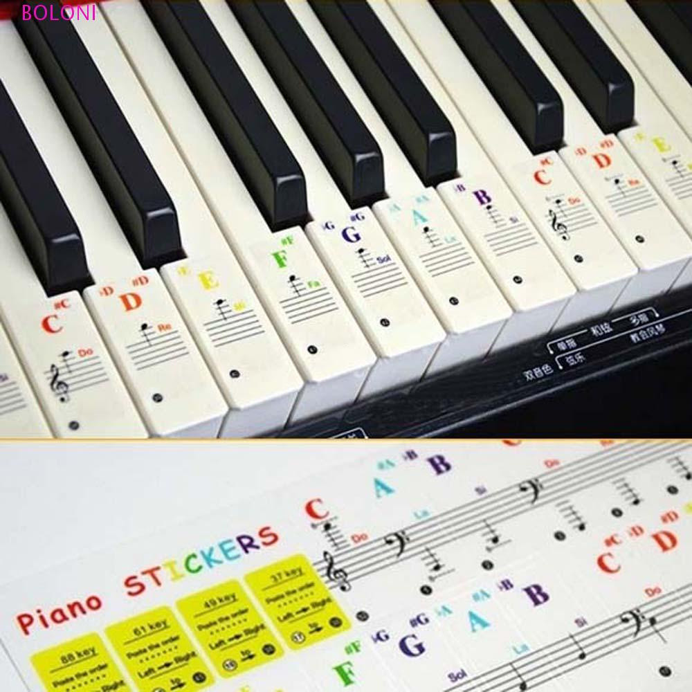 Adesivos De Teclado De Piano Para Iniciantes Multicolor Chaves Brancas Chave Eletrônico Símbolo 88Keys Nota Stave