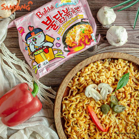 Macarrão Instantâneo Buldak Lamen Coreano Samyang Carbonara Cremoso 5un Doramas