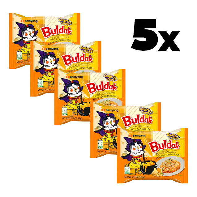 Kit 5 Lámen Coreano Buldak Hot Chicken Quatro Queijos – Samyang 145g
