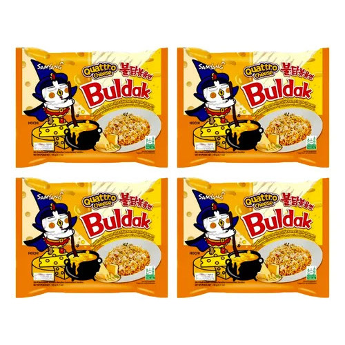 Kit 4 Lámen Coreano Buldak Hot Chicken Quatro Queijos – Samyang 145g