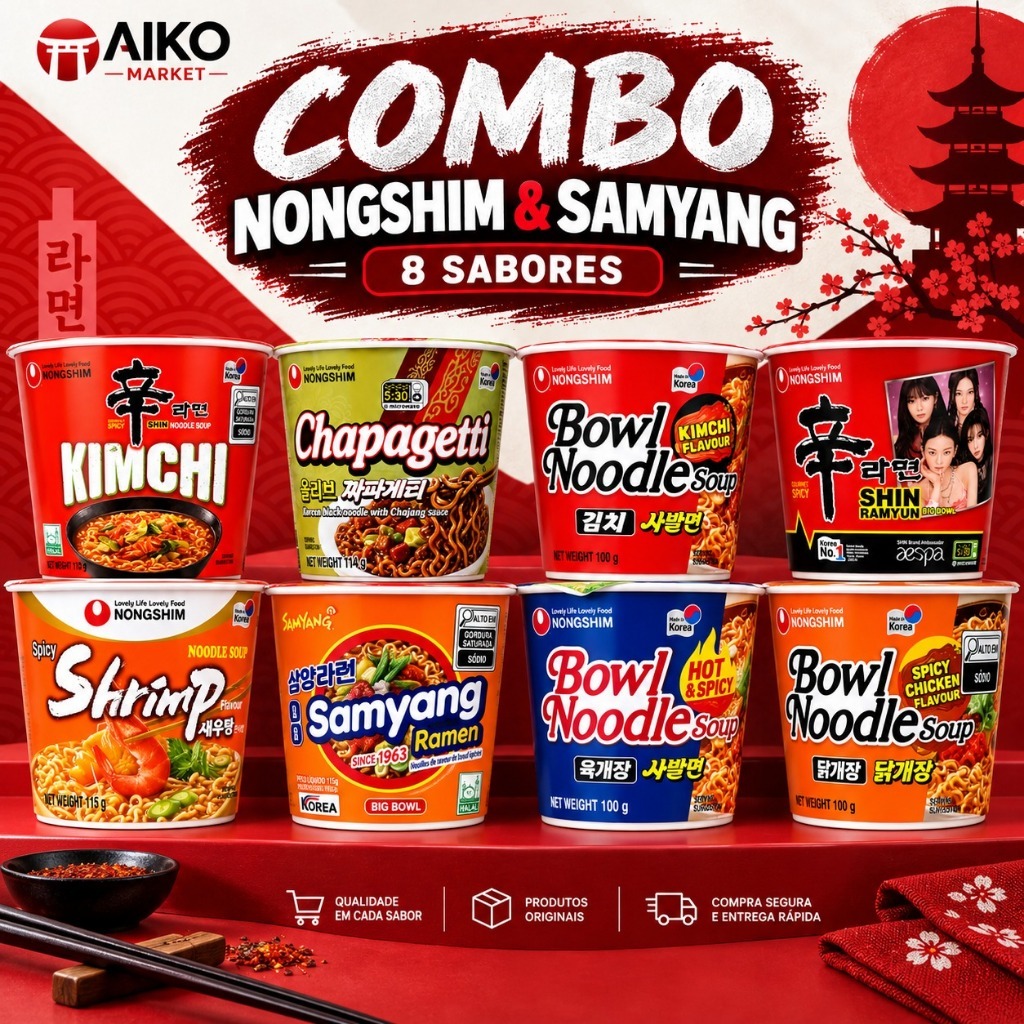 Lámens Coreanos, Samyang, Spicy chicken, Sabores Importados Coreanos Nongshim  Importados