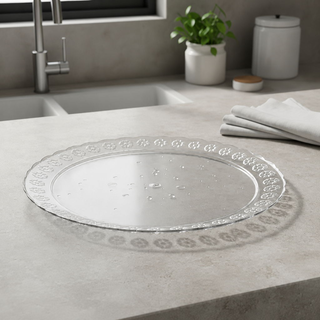 Bandeja Redonda Prato Cristal 36CM Três Triangulos