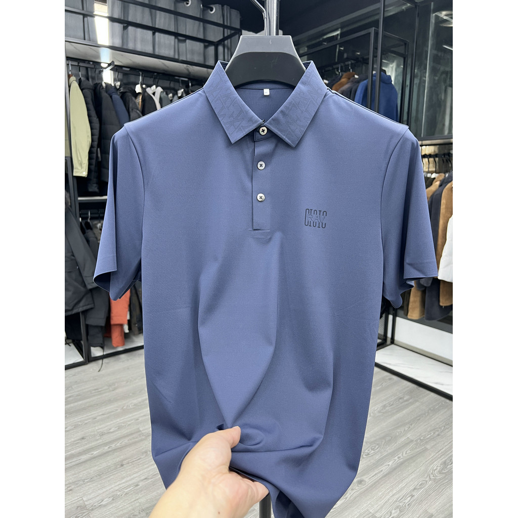Grande fabricante ODM OEM sem costura laminado Micro-elástico camiseta de manga curta negócios Casual brocado amônia Dra