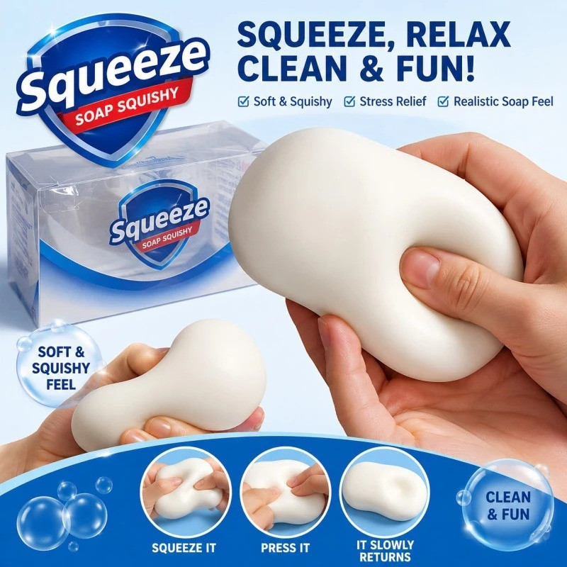 [Fun Stress Relief] Soap Simulation Toy Squishy Rubber Decompression Toy for Adults/Kids/Office/Home/Portable Fidget Toy