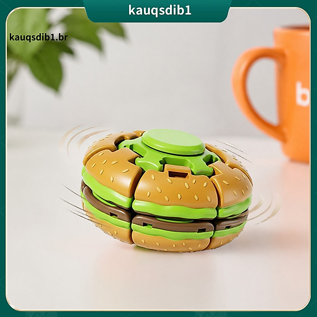 Hamburger Toys Anxiety Relief Gadgets Burger Press Fidget Spinner Stress Toy Decompression Spinning Ball for Office Home