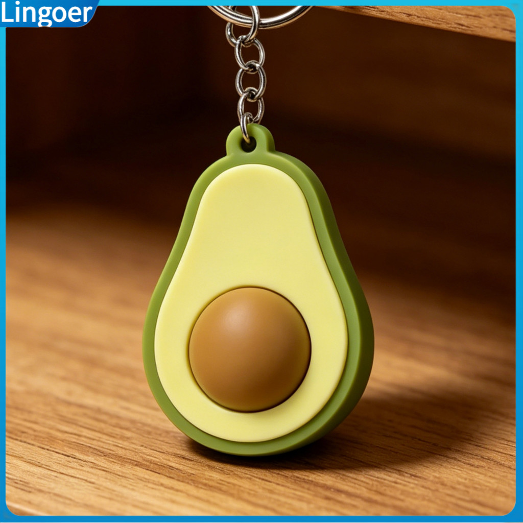 3d Printed Avocado Keychain Fidget Toy Stress Relief Button Clicker Anxiety Decompression Desk for Office Home Use – P