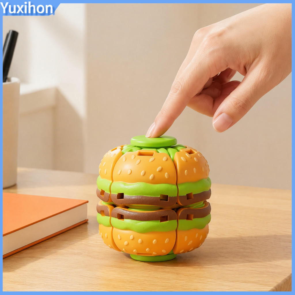 Compact Stress Relievers Anxiety Relief Fidget Toys Burger Press Spinner Toy Decompression Spinning Ball for Office Home