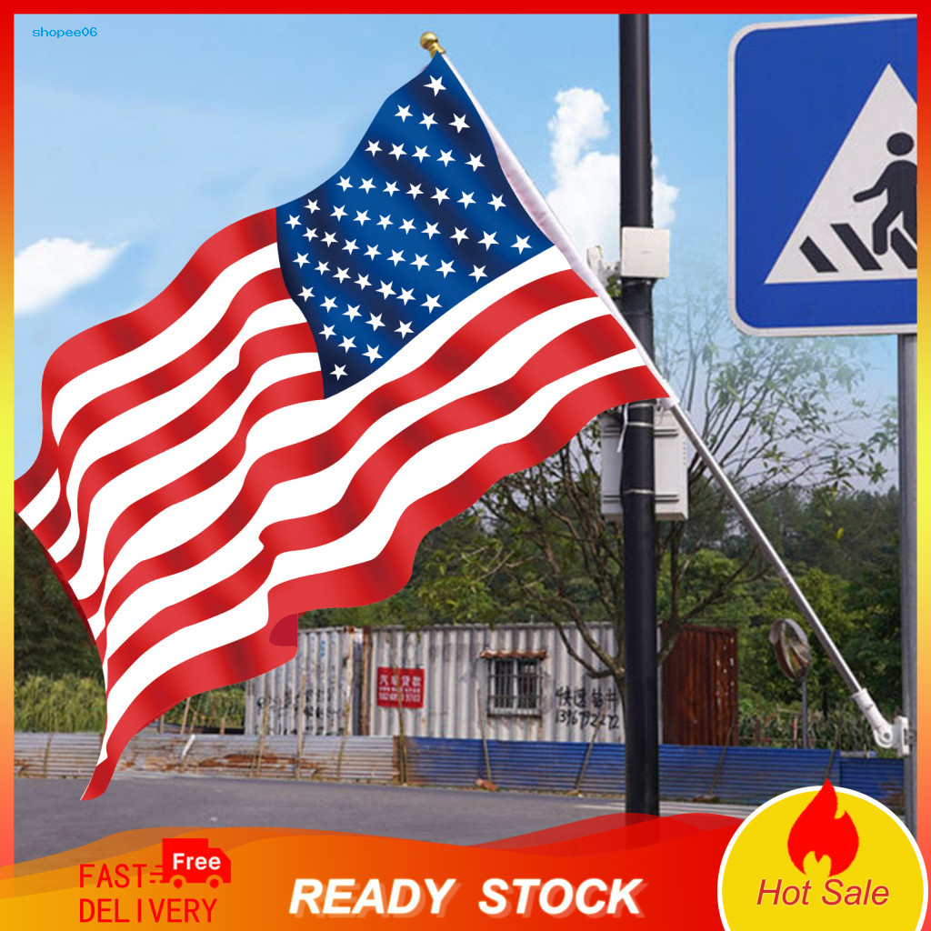 Durable Metal Flagpole Wall-mounted Wall Mount 3/4 Sections 360° Rotating Tangle-free Ring Clip Weather-resistant Outdo