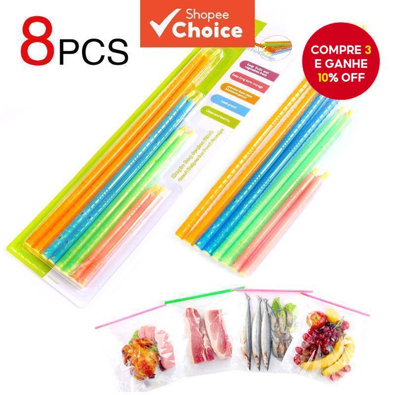 8pcs Selo Plástico Stick Armazenamento Chips Saco De Alimentos Frescos Grip Cozinha Selagem Clipes Café Selador Clamp