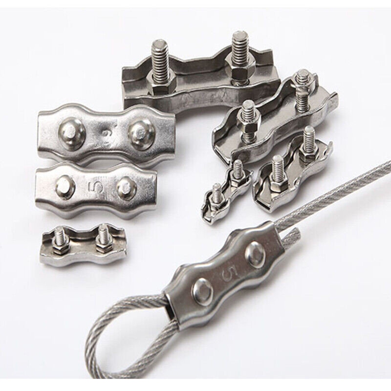 304 Aço Inoxidável Simplex Steel Wire Rope Cable Grips Clamp Clips M2 ~ M10 Grampo Simples E Pinça Dupla De Cabo De