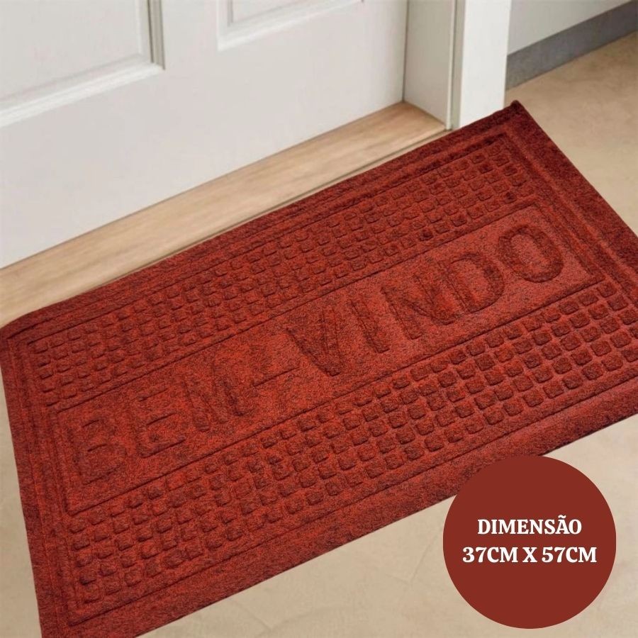 Porta Entrada Emborrachado Vinil Antiderrapante 57CM Tapete Bem Vindo Capacho